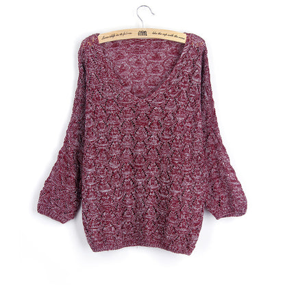 Pull en tricot pour femmes avec décolleté en V et motif perforé aérien Chic und Stil