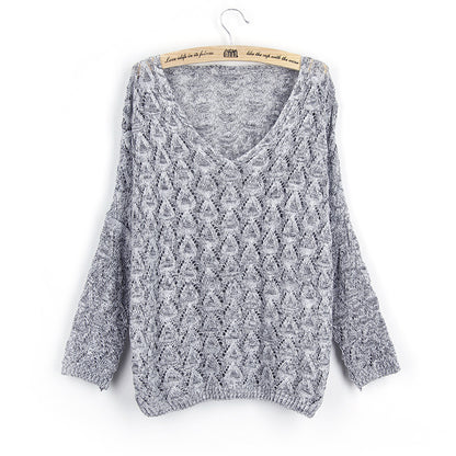 Pull en tricot pour femmes avec décolleté en V et motif perforé aérien Chic und Stil