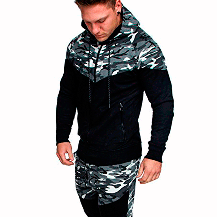 Pull d'entraînement pour homme avec col montant et design camouflage tendance Chic und Stil