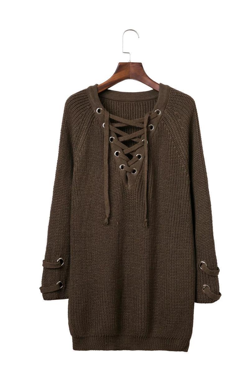 Pull en tricot pour femmes avec un design de lacets décoratif et une coupe confortable Chic und Stil