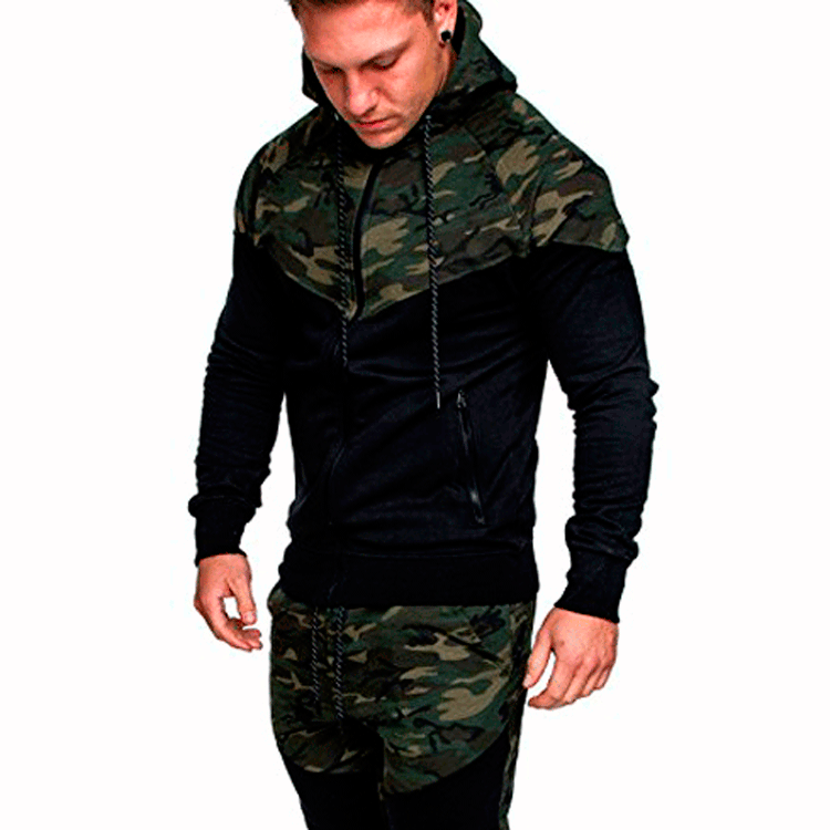 Pull d'entraînement pour homme avec col montant et design camouflage tendance Chic und Stil