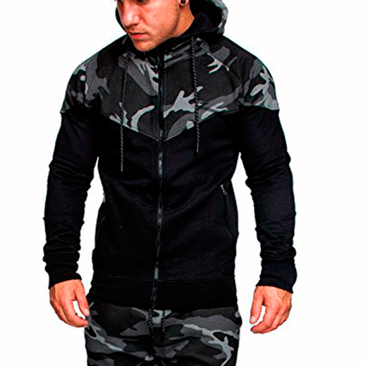 Pull d'entraînement pour homme avec col montant et design camouflage tendance Chic und Stil