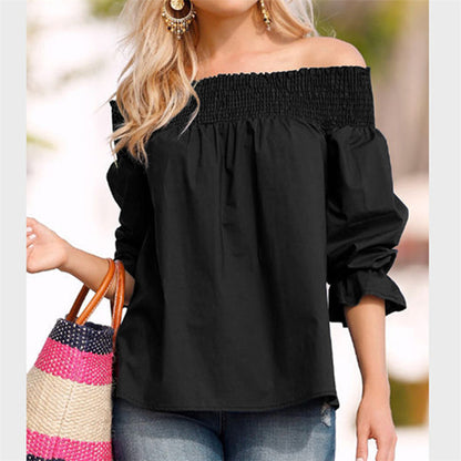 Blouse off-shoulder pour dames avec manches à volants et détail en nœud Chic und Stil