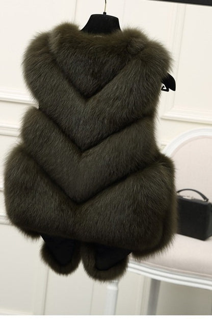 Ladies Luxury Faux Fur Gilet with Voluminous Chic and Stylish Details
