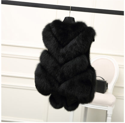 Ladies Luxury Faux Fur Gilet with Voluminous Chic and Stylish Details