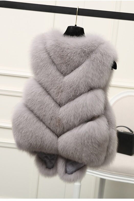 Ladies Luxury Faux Fur Gilet with Voluminous Chic and Stylish Details