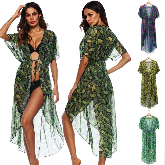 Robe de plage transparente à motif floral pour femmes Chic und Stil