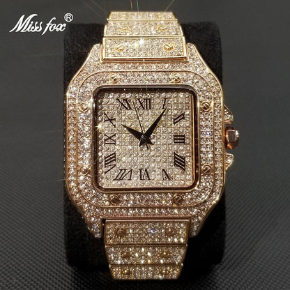 Chic and Style | MISSFOX Ice Out Square Watch for Men