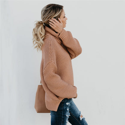 Pull en gros tricot pour femmes avec col haut et coupe décontractée Chic und Stil