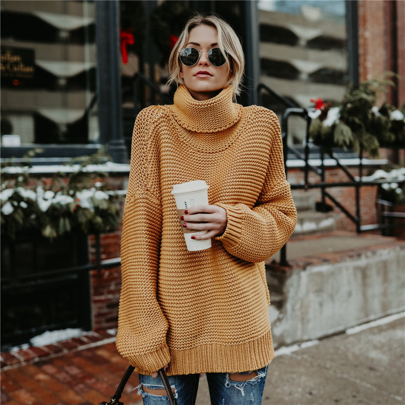Pull en gros tricot pour femmes avec col haut et coupe décontractée Chic und Stil