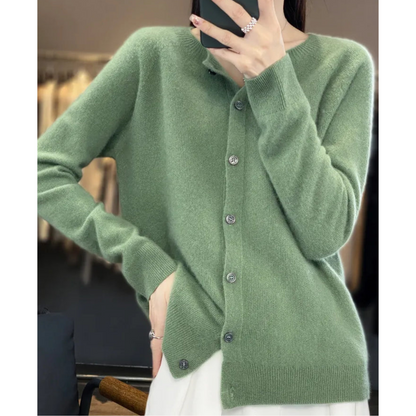 Chic und Stil Femmes Cardigan Col Ronde Pull