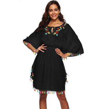 Robe de plage Boho surdimensionnée brodée Chic und Stil