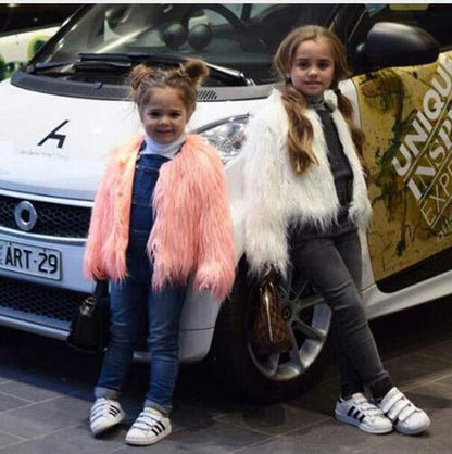 Ladies Luxurious Faux Fur Jacket with Voluminous Collar Chic and Style