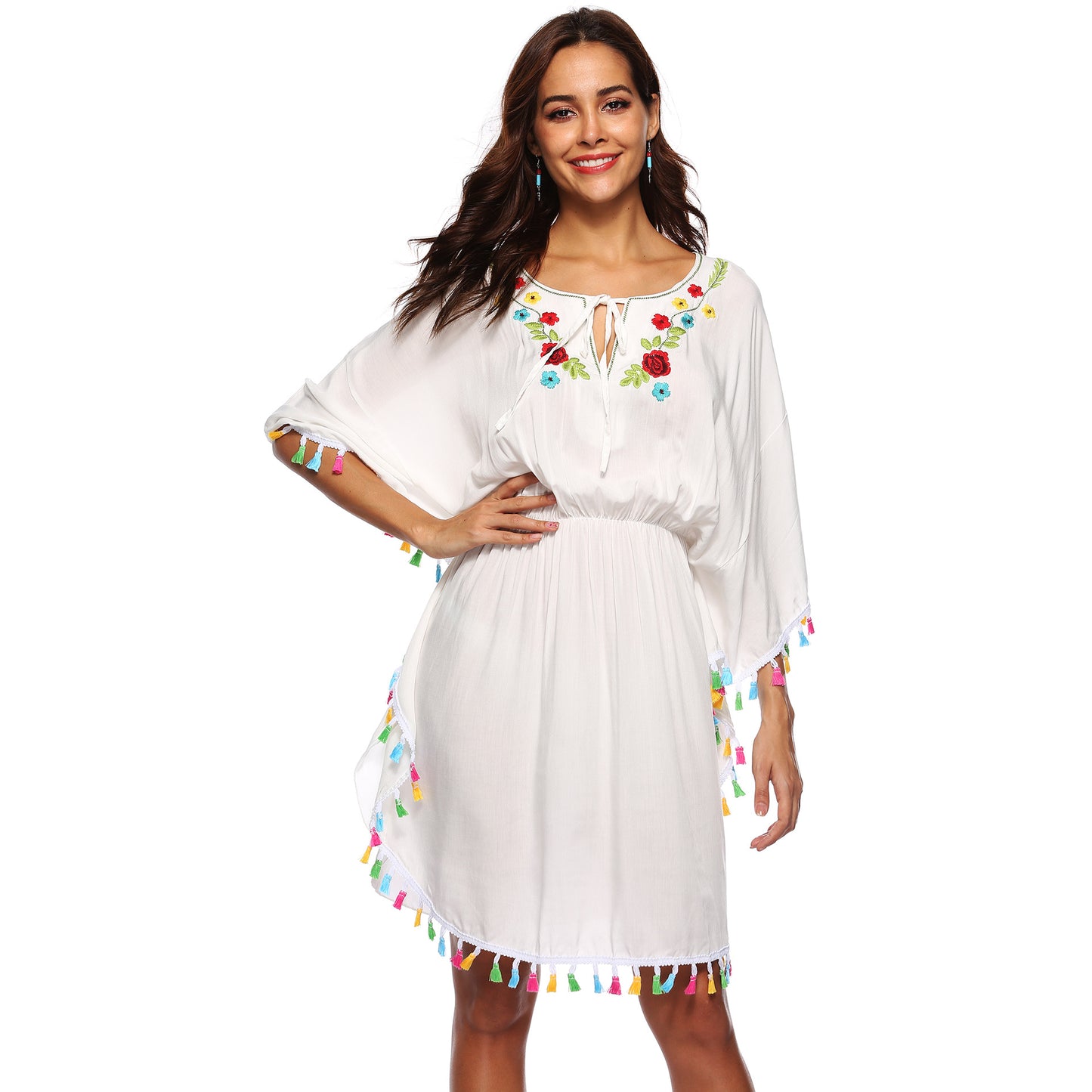 Robe de plage Boho surdimensionnée brodée Chic und Stil