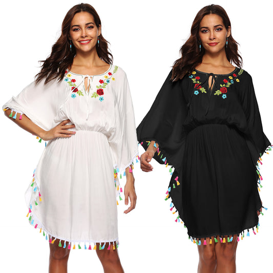 Robe de plage Boho surdimensionnée brodée Chic und Stil