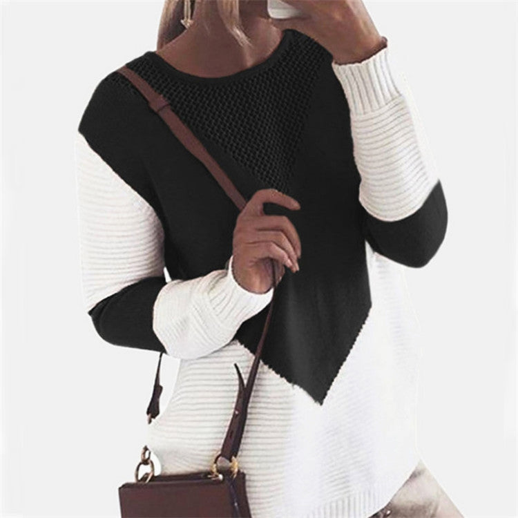 Pull femme tendance en tricot avec design de blocs de couleur élégant et coupe décontractée Chic und Stil