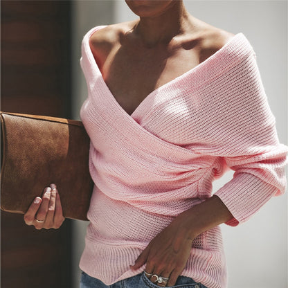 Pull-over tricot décolleté pour femmes avec design drapé et coupe décontractée Chic und Stil