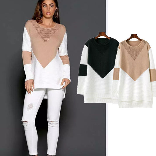 Pull femme tendance en tricot avec design de blocs de couleur élégant et coupe décontractée Chic und Stil