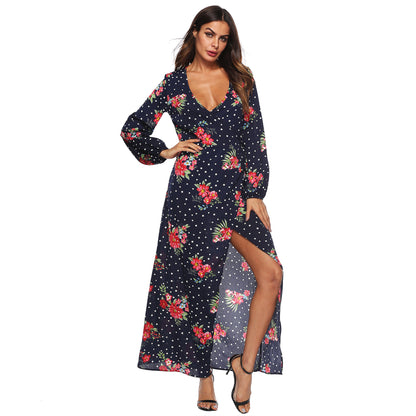 Robe maxi à manches longues à imprimé floral pour femmes Chic und Stil