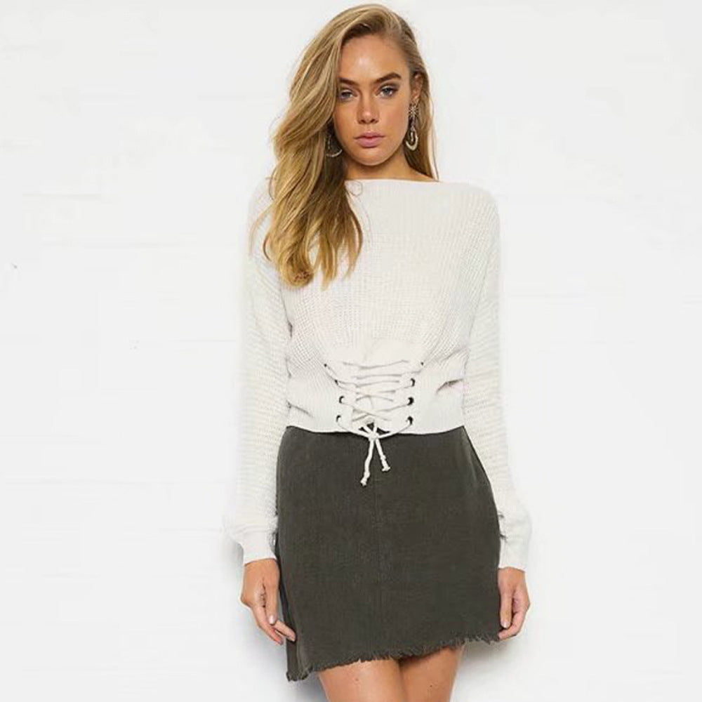 Pull en tricot tendance pour femmes avec détail de laçage décoratif et coupe décontractée Chic und Still