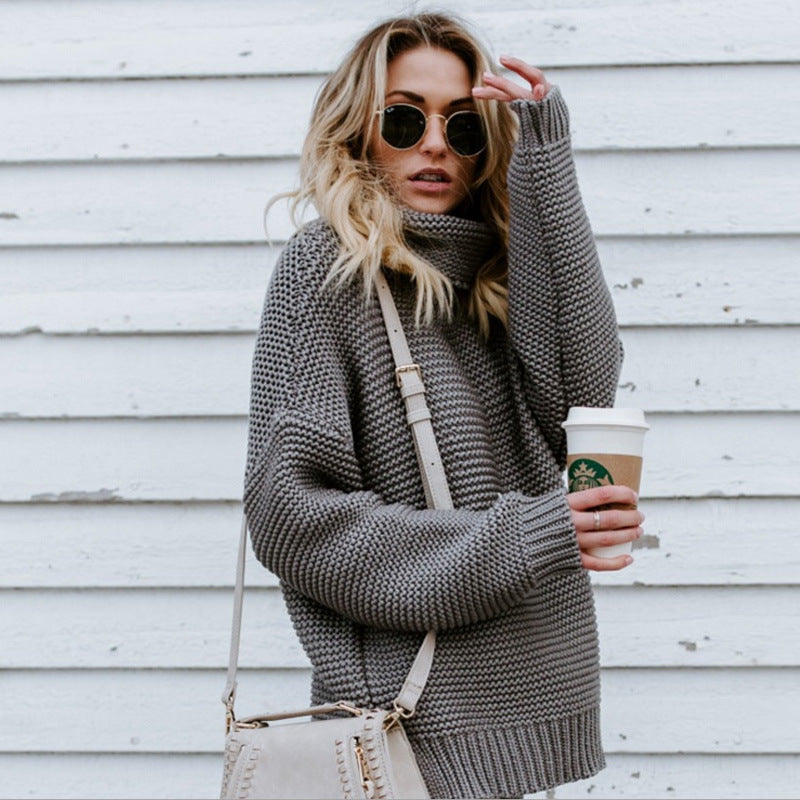 Dames Pull en tricot moelleux avec col haut et surface texturée Chic und Stil