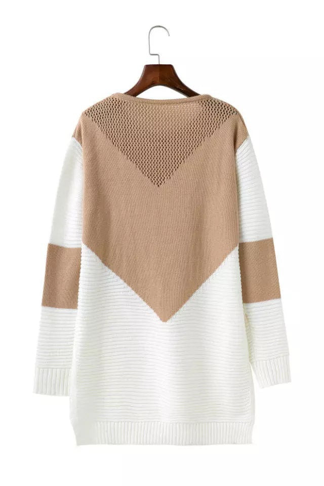 Pull femme tendance en tricot avec design de blocs de couleur élégant et coupe décontractée Chic und Stil