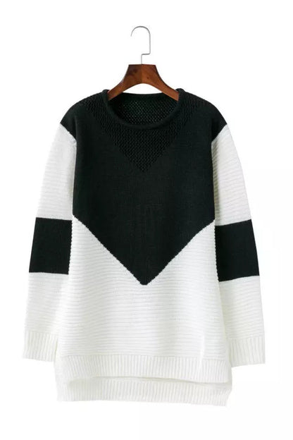 Pull femme tendance en tricot avec design de blocs de couleur élégant et coupe décontractée Chic und Stil