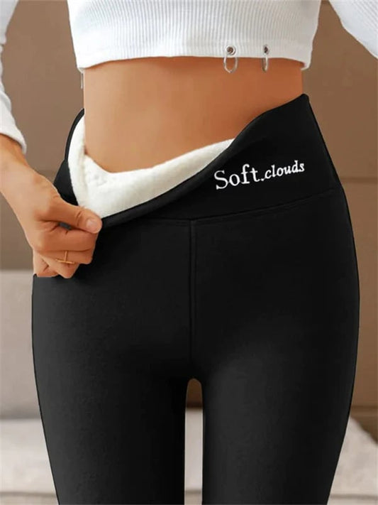 Chic und Stil | Women's winter fleece pants - Warm shaping effect leggings