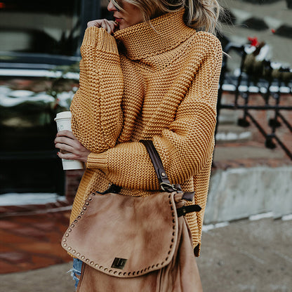 Pull en grosse maille pour femmes avec col montant et coupe décontractée Chic und Stil