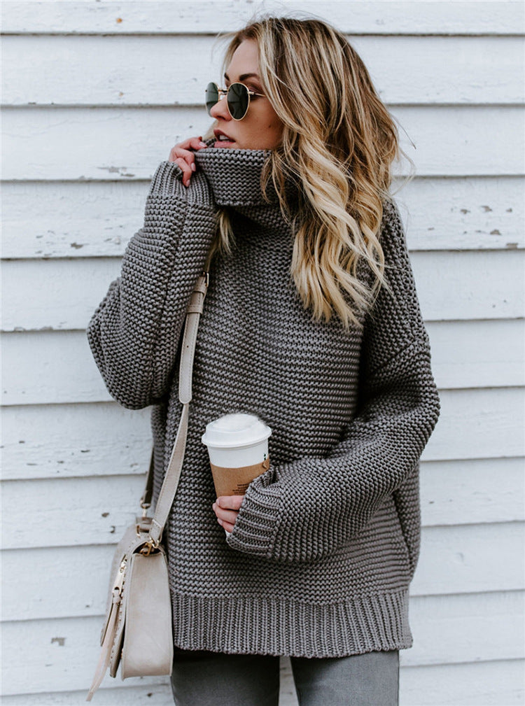 Pull en tricot pour femmes à col montant en matériau doux Chic und Still