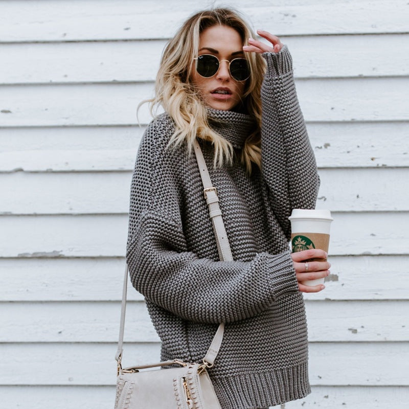 Dames Pull en tricot moelleux avec col haut et surface texturée Chic und Stil