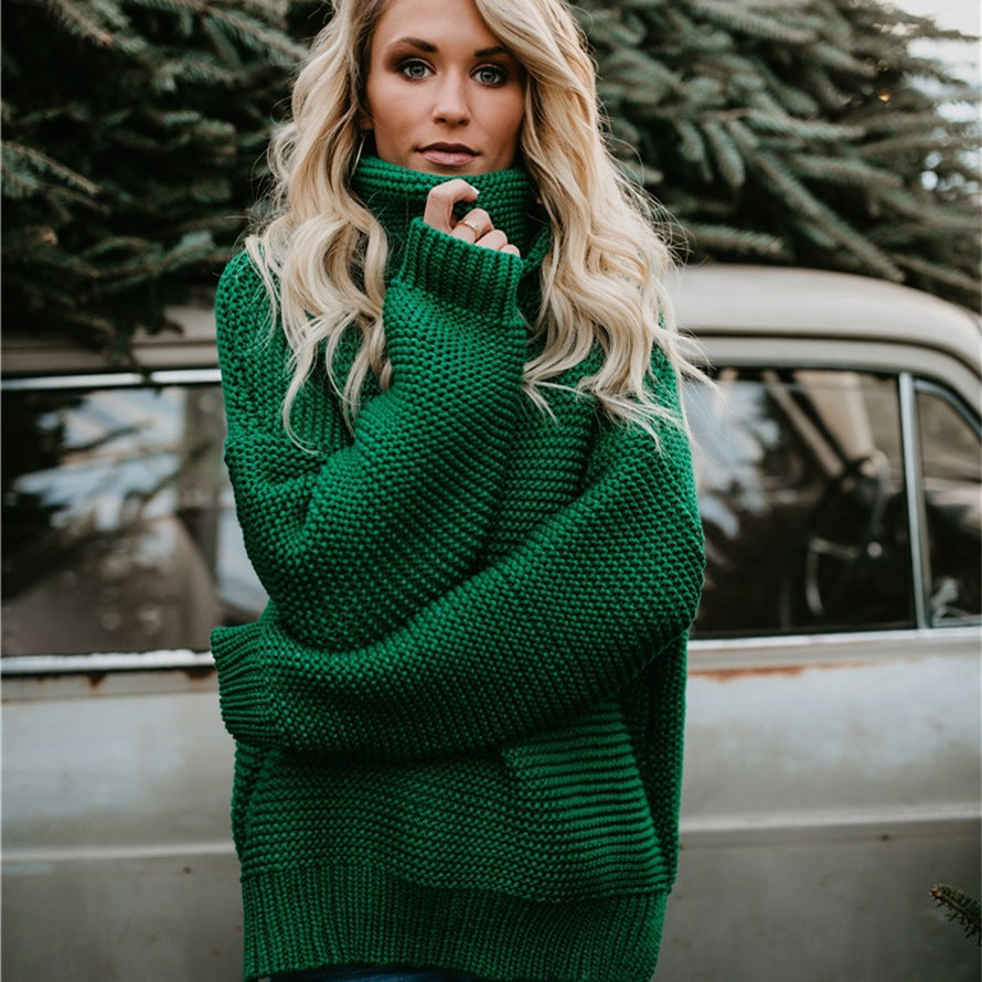 Dames Pull en tricot moelleux avec col haut et surface texturée Chic und Stil
