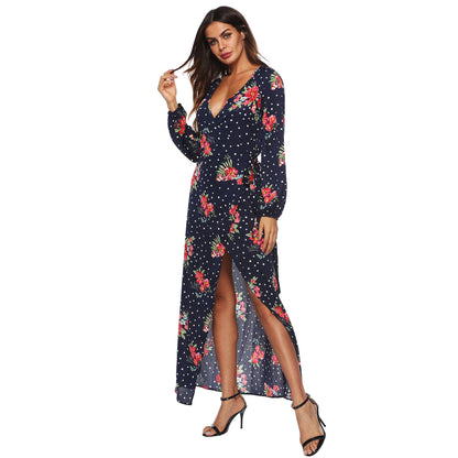Robe maxi à manches longues à imprimé floral pour femmes Chic und Stil