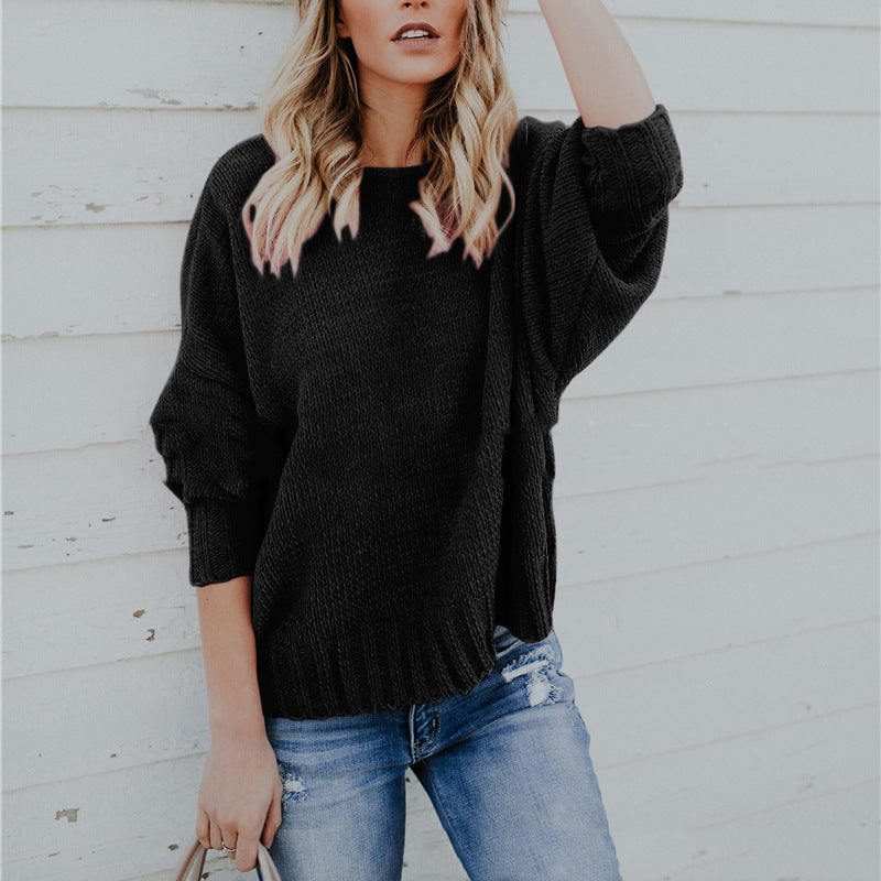 Pull en tricot oversize pour femmes avec un design décontracté à enroulement et une décolleté dos profond Chic und Stil