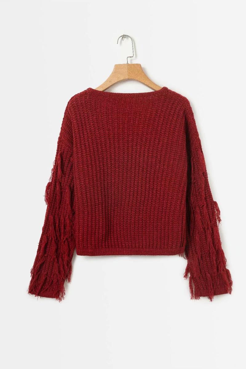 Pull décontracté en structure pour femmes avec des manches à franges Chic und Stil