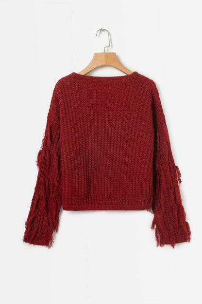 Pull décontracté en structure pour femmes avec des manches à franges Chic und Stil