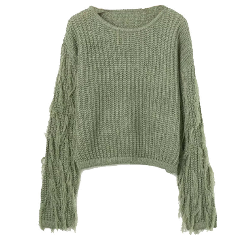 Pull décontracté en structure pour femmes avec des manches à franges Chic und Stil