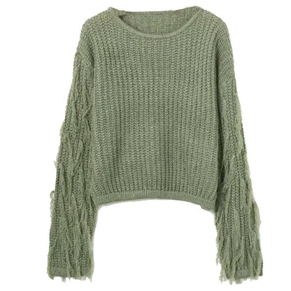 Pull décontracté en structure pour femmes avec des manches à franges Chic und Stil