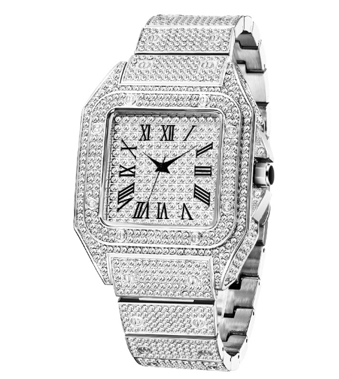 Chic and Style | MISSFOX Ice Out Square Watch for Men