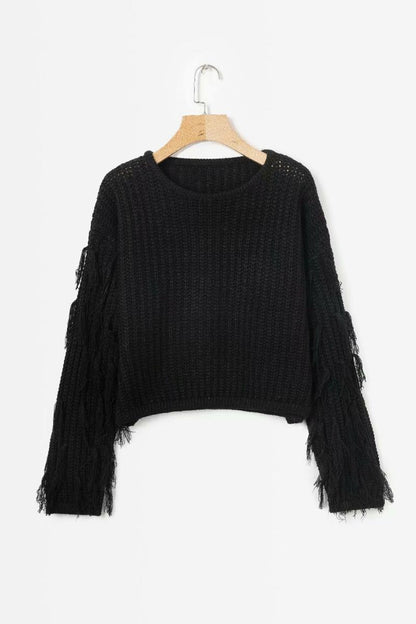Pull décontracté en structure pour femmes avec des manches à franges Chic und Stil