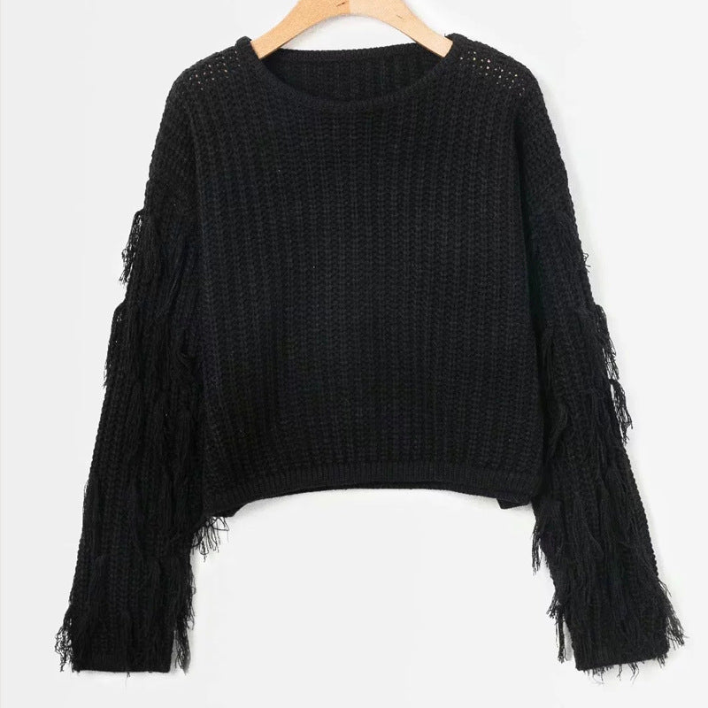 Pull en tricot pour femmes avec des manches frangées et une coupe tendance Chic und Stil