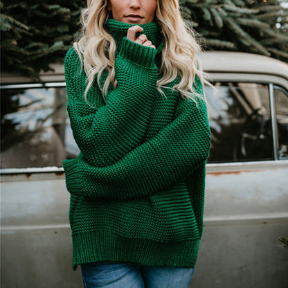 Pull en grosse maille pour femmes avec col montant et silhouette décontractée Chic und Still