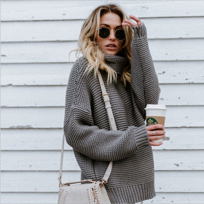 Pull en grosse maille pour femmes avec col montant et silhouette décontractée Chic und Still