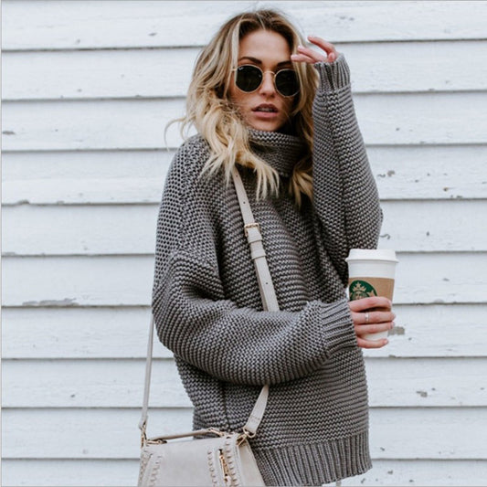 Pull en grosse maille pour femmes avec col montant et silhouette décontractée Chic und Still