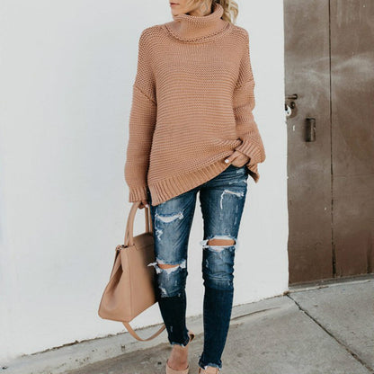 Pull en grosse maille pour femmes avec col montant confortable Chic und Stil