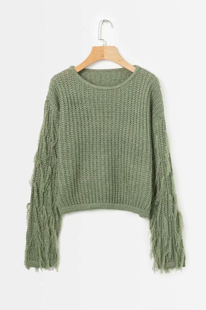 Pull décontracté en structure pour femmes avec des manches à franges Chic und Stil