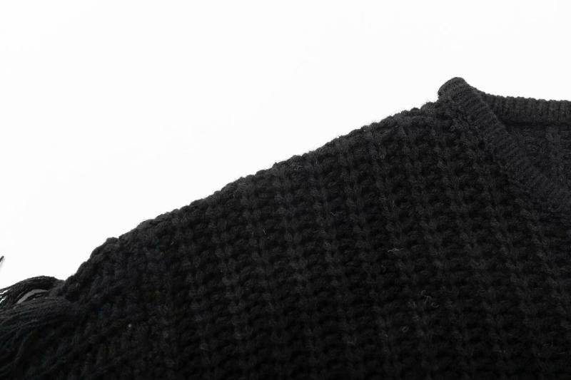 Pull décontracté en structure pour femmes avec des manches à franges Chic und Stil