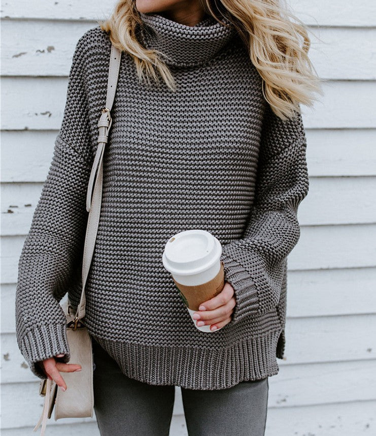 Pull en grosse maille pour femmes avec col montant et silhouette décontractée Chic und Still
