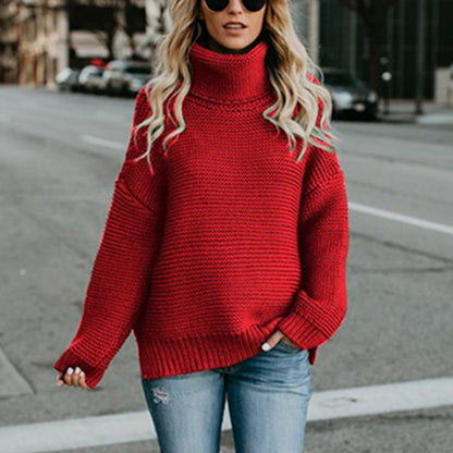 Pull en grosse maille pour femmes avec col montant et silhouette décontractée Chic und Still