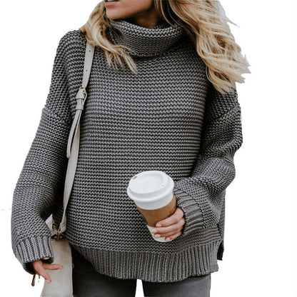 Pull en grosse maille pour femmes avec col montant et coupe décontractée Chic und Still